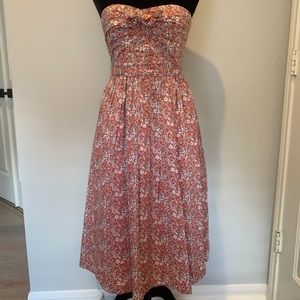 NWT J Crew Tie Front Strapless Midi Dress Liberty June's Meadow Floral Size 4
